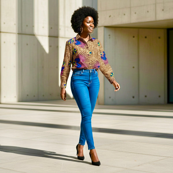 African print tailored retro classic shirt