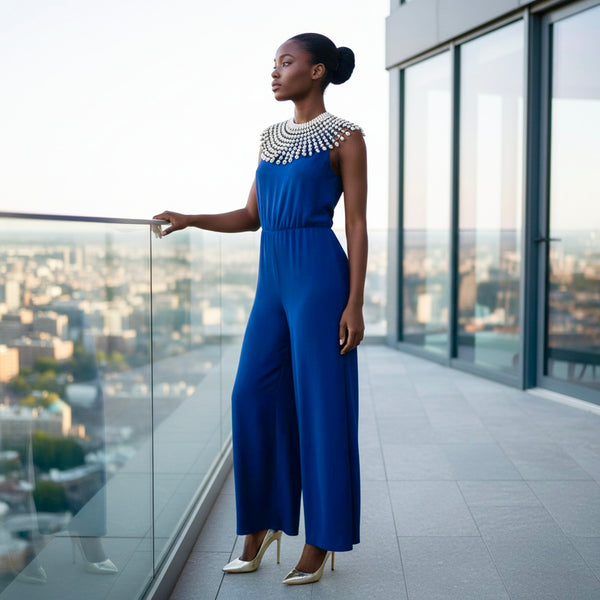 Statement Cowrie bib necklace.