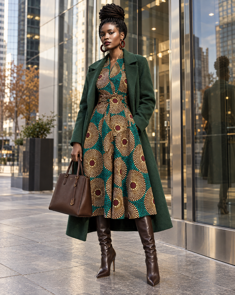 Riki Retro Ankara lapel Dress.