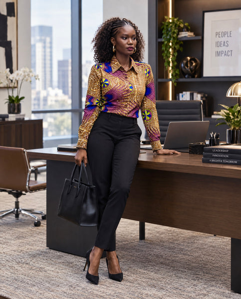 African print tailored retro classic shirt