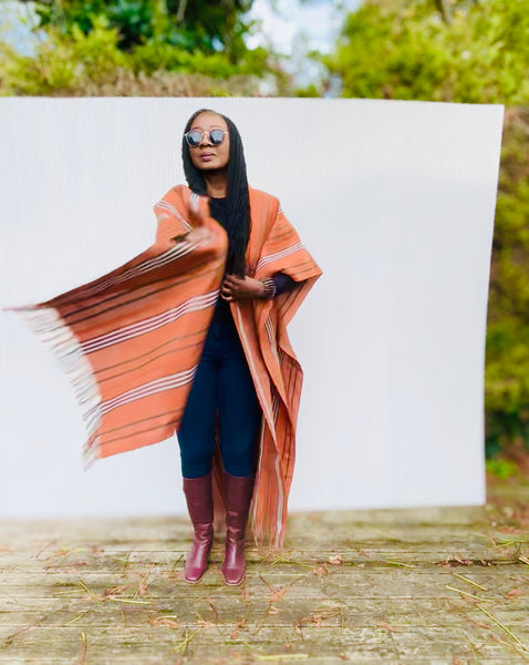 Yelawa handwoven unisex kimono in orange.
