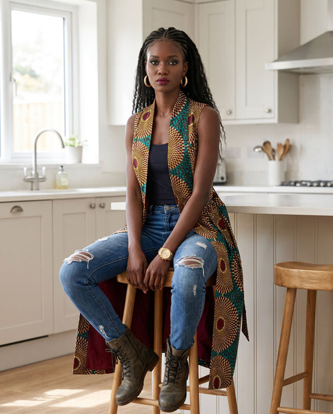Riki Retro Ankara lapel Dress.