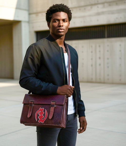 Ghanaian Gye Nyame leather bag.