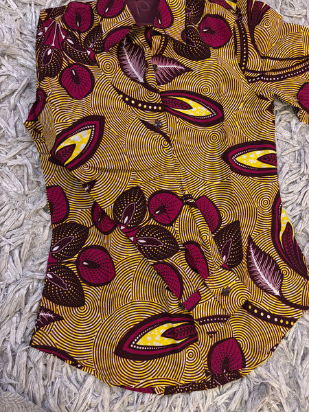 African print tailored retro classic shirt,