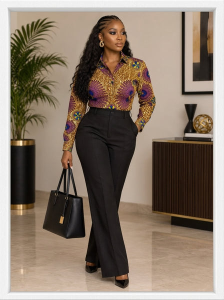 African print tailored retro classic shirt