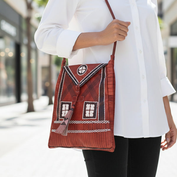 Bohemian handmade leather bag.