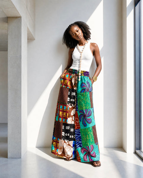 Ndini Wide leg patchwork pants.