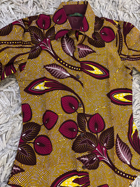 African print tailored retro classic shirt,