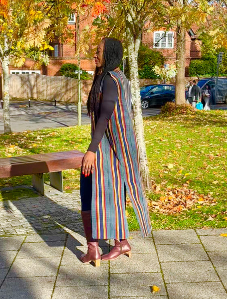 Ladi Hand woven long waist coat.