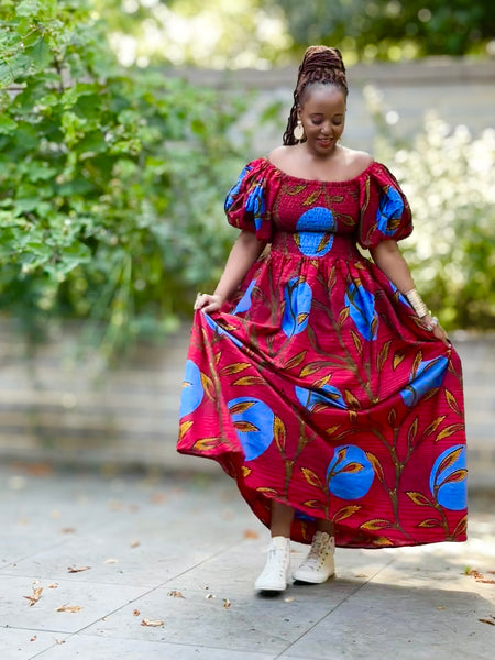 Tamara statement dress with puff sleeves and a full skirt.