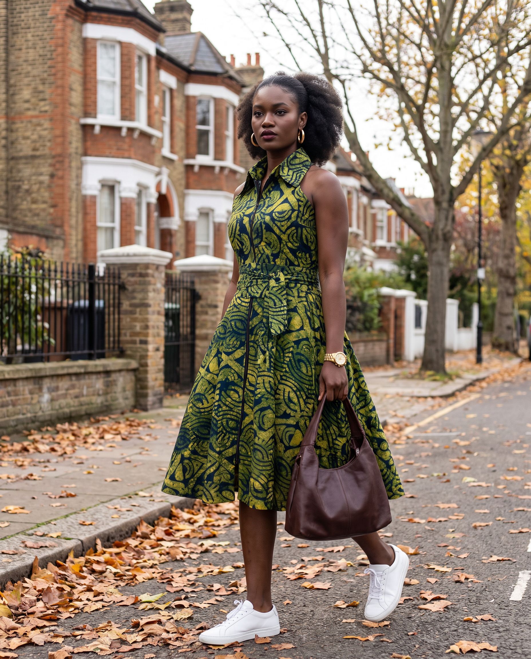 Shali tye and dye sleeveless collared dress.