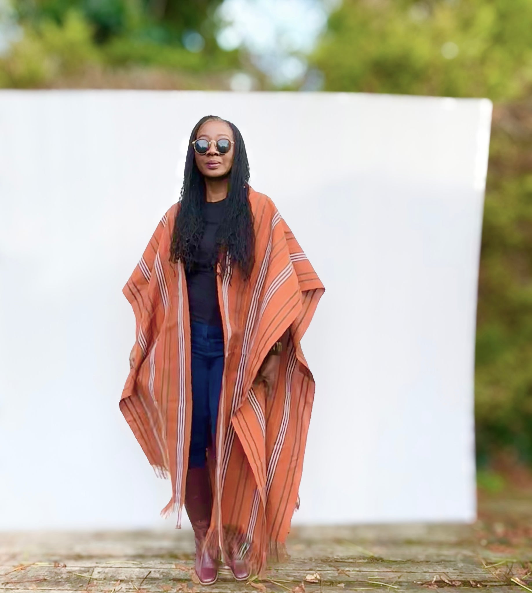 Yelawa handwoven unisex kimono in orange.