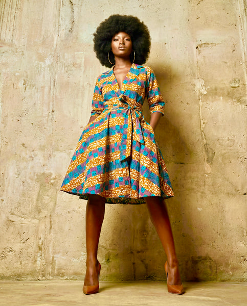 KAYLA coat dress in pastel colours.