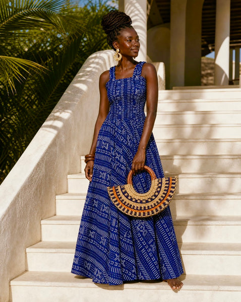 Adina smocked maxi dress in