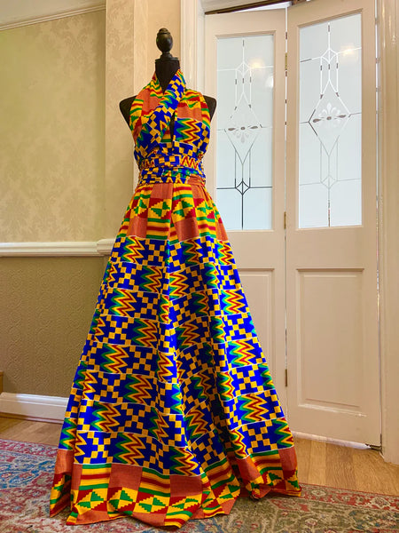 Infinity free size maxi dress in kente print