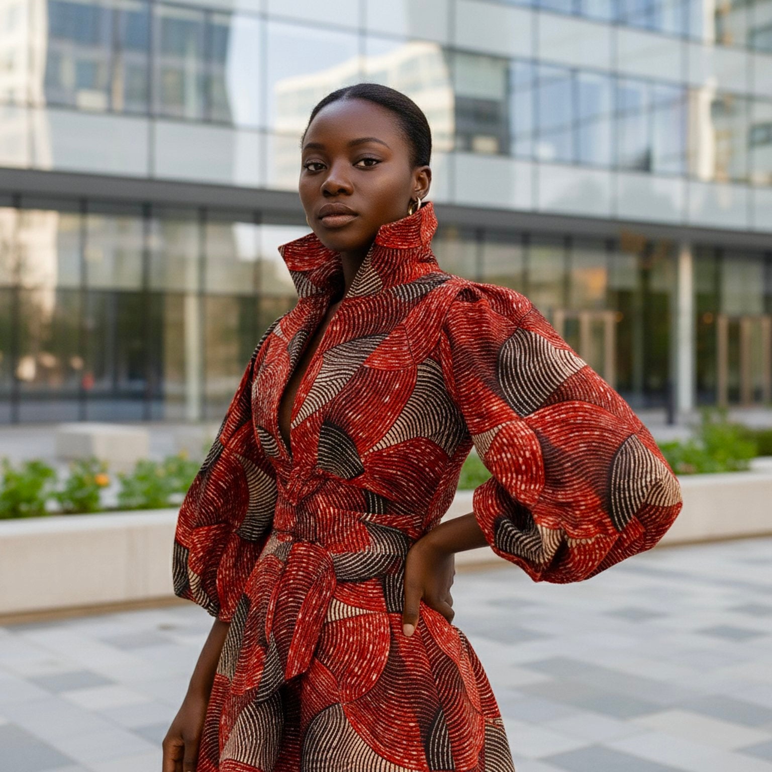 Zenda puff sleeve collared shirt dress