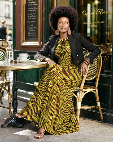 Ameena halter neck maxi dress in a geometric print.