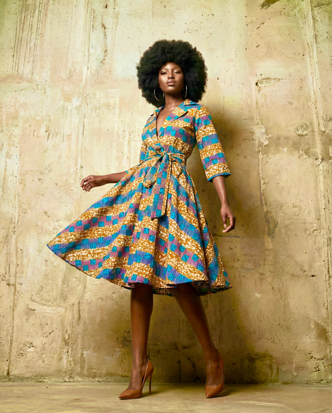 KAYLA coat dress in pastel colours.