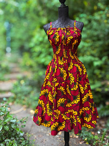 SANA Ankara red sun dress.