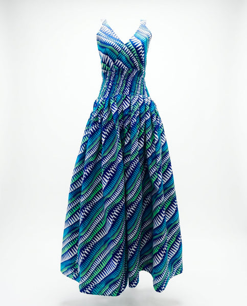 Wuni sleeveless maxi dress in a contemporary African print.
