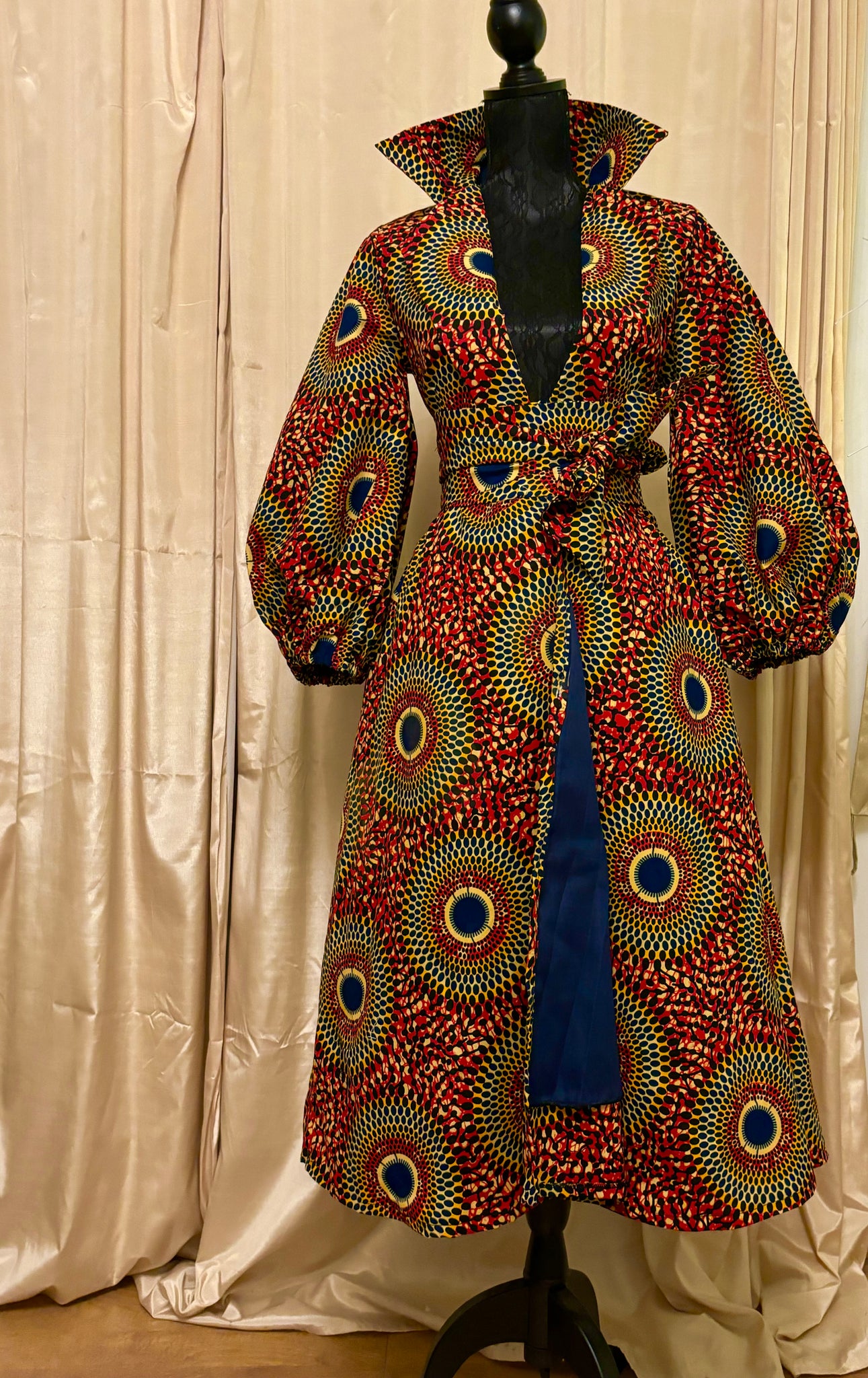 Zenda coat dress in a geometric vintage print