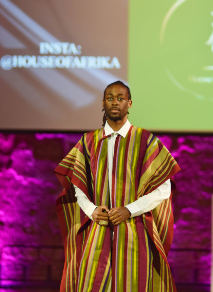 Yelawa handwoven unisex kimono in multicoloured stripes.