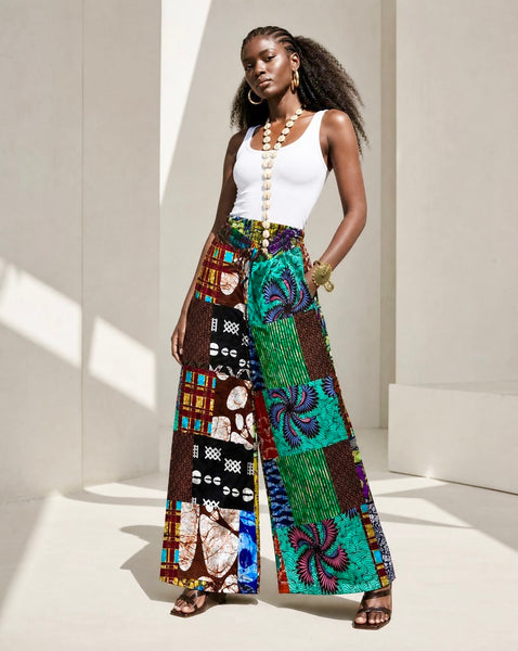 Ndini Wide leg patchwork pants.