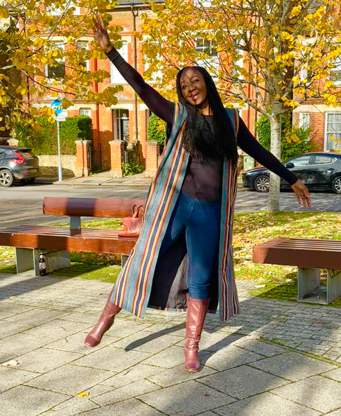 Ladi Hand woven long waist coat.