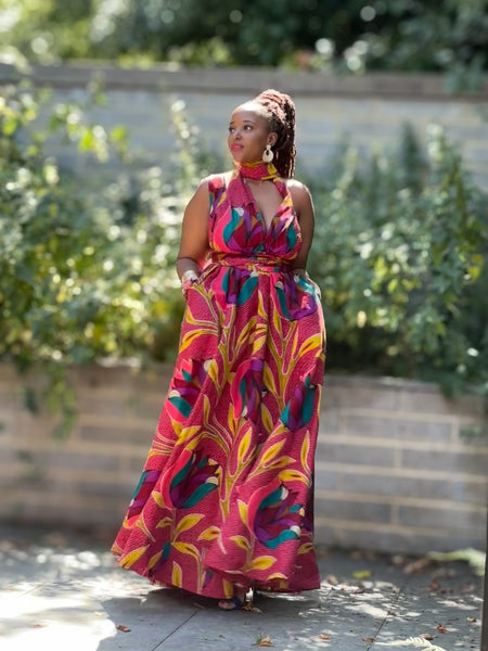 Infinity freesize maxi dress in a bold multicoloured floral Print.