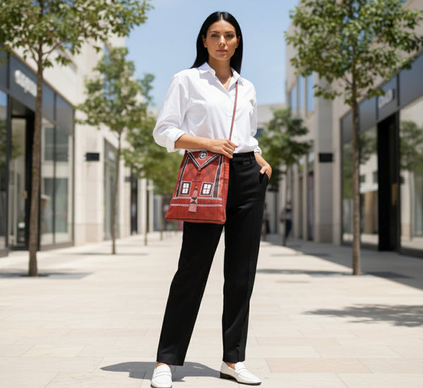 Bohemian handmade leather bag.