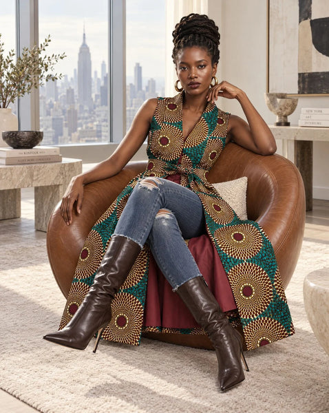 Riki Retro Ankara lapel Dress.