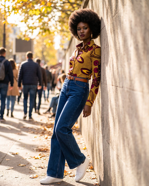 African print tailored retro classic shirt,