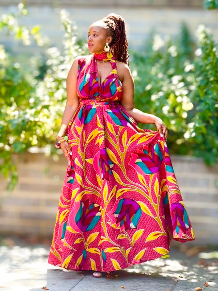 Infinity freesize maxi dress in a bold multicoloured floral Print.