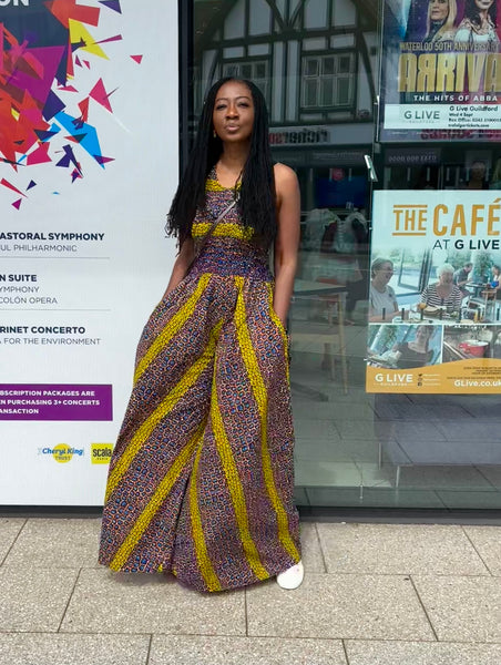 Talata wide leg jumpsuit in a vintage African print.