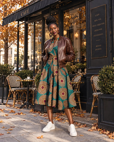 Riki Retro Ankara lapel Dress.