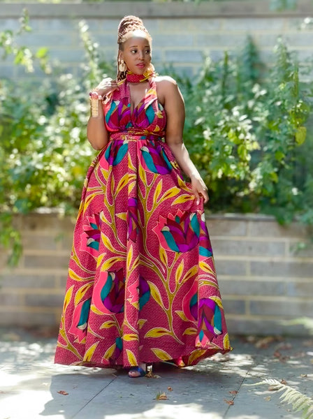 Infinity freesize maxi dress in a bold multicoloured floral Print.