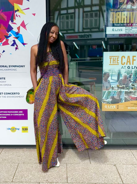 Talata wide leg jumpsuit in a vintage African print.