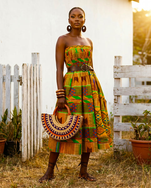 Afro Bohemian tiered maxi skirt-Dress combo.