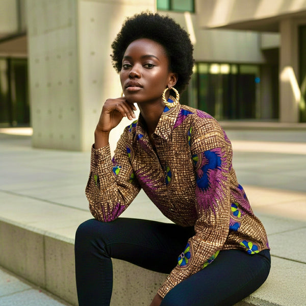 African print tailored retro classic shirt