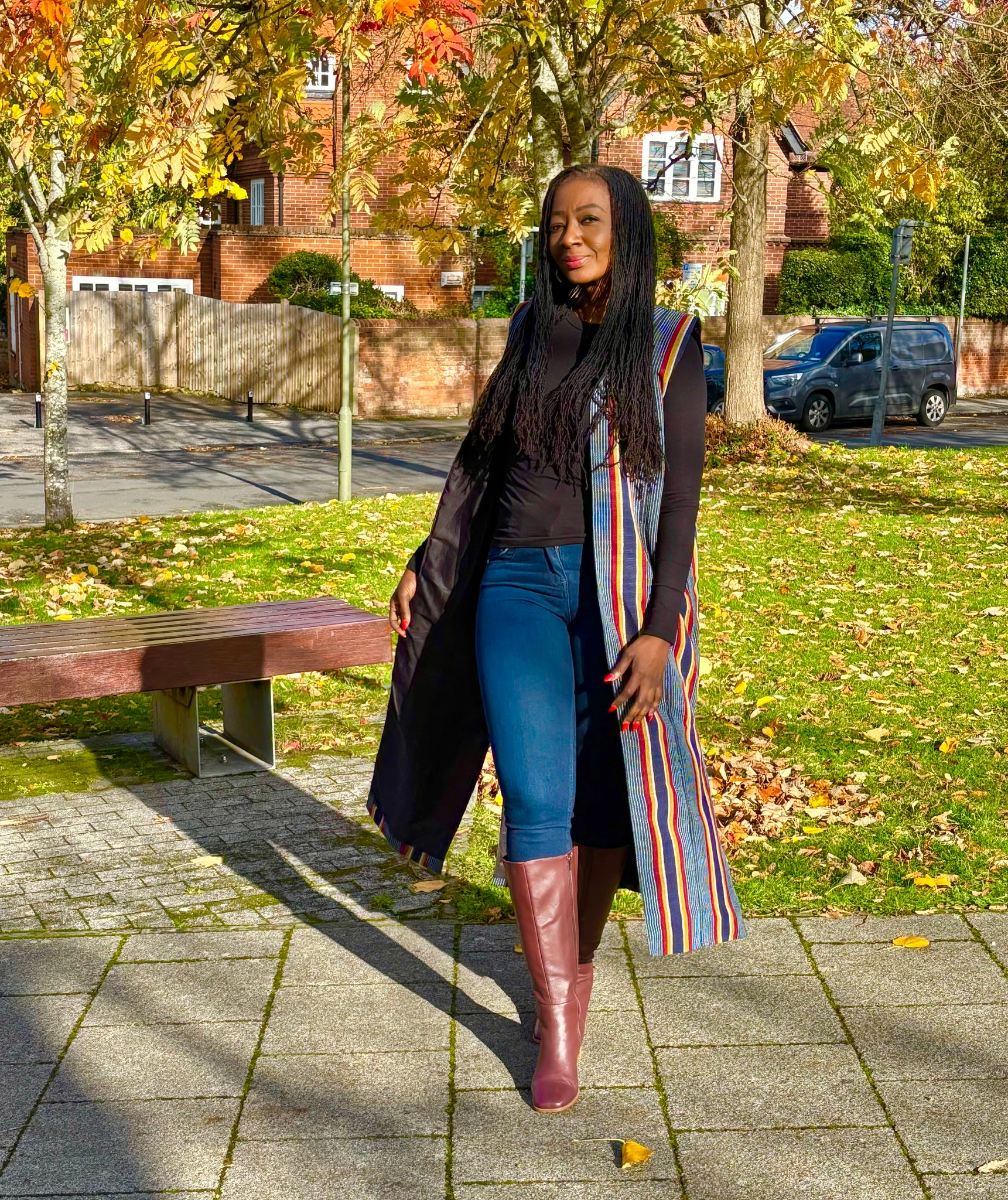 Ladi Hand woven long waist coat.