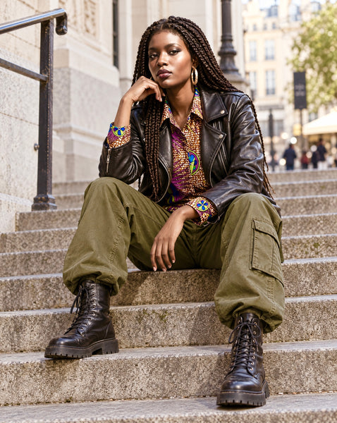 African print tailored retro classic shirt