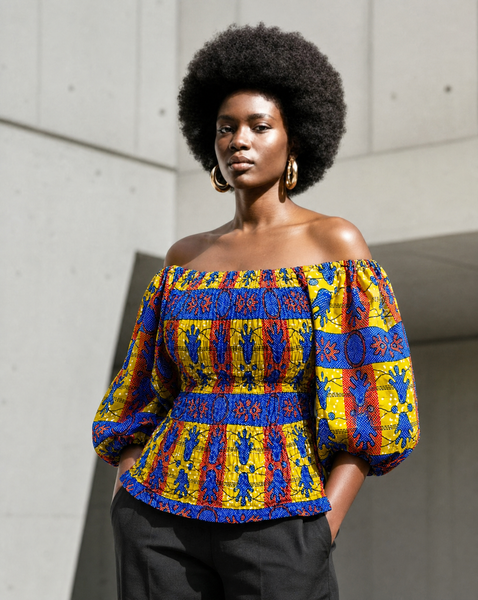 Rahe smocked top with statement sleeves.