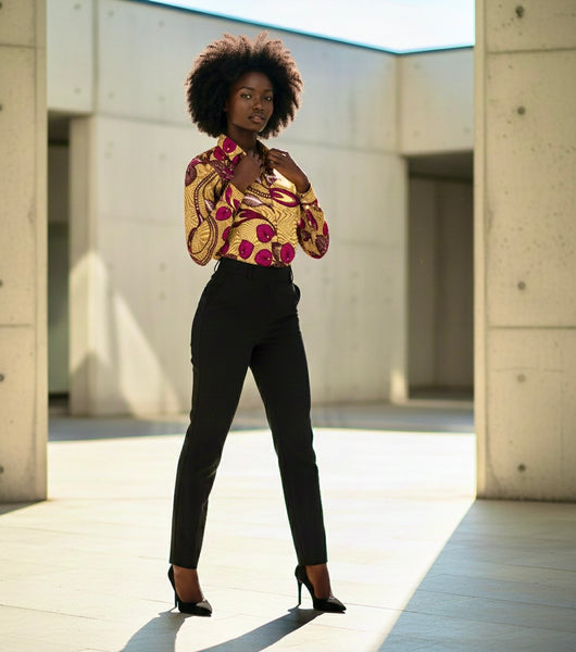 African print tailored retro classic shirt,