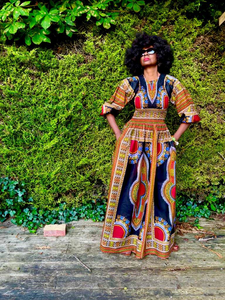 SHATU black dashiki maxi dress House of Afrika SHATU black dashiki maxi dress House of Afrika