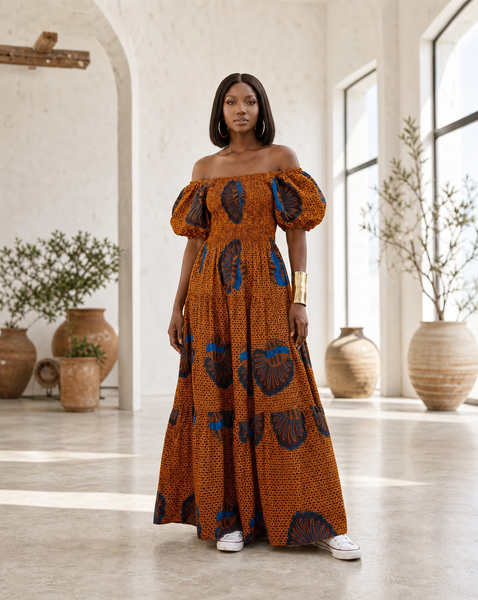 Jaffe smocked maxi dress in a vintage print.