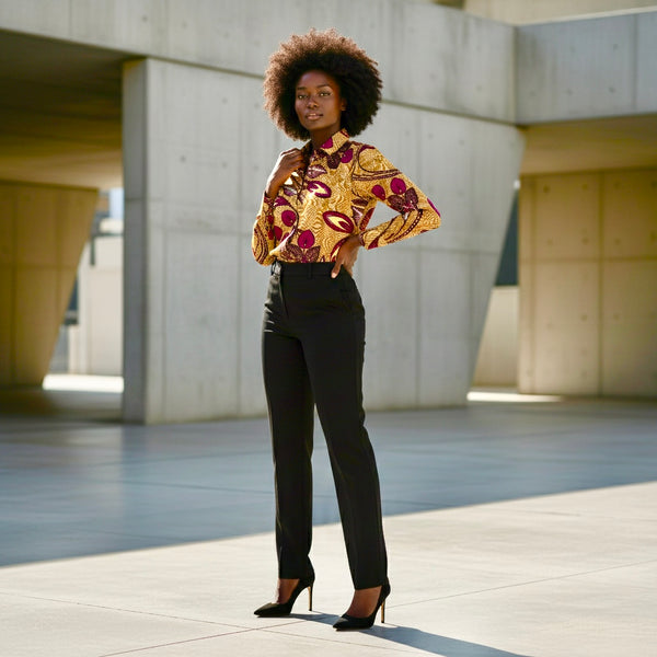 African print tailored retro classic shirt,