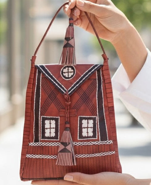 Bohemian handmade leather bag.