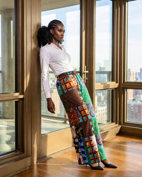 Ndini Wide leg patchwork pants.