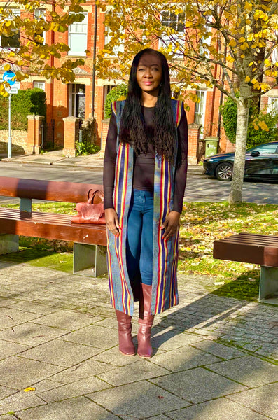 Ladi Hand woven long waist coat.