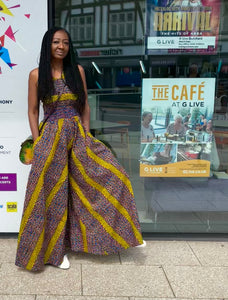 Talata wide leg jumpsuit in a vintage African print.